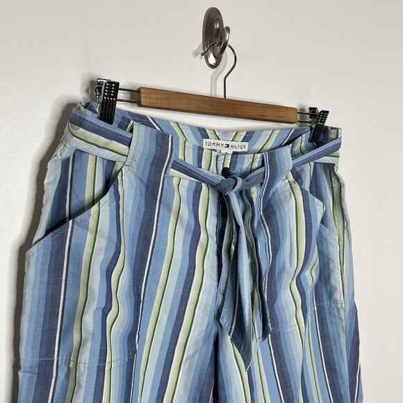 Vintage Y2K Tommy Hilfiger Striped Pants Womens Sz 12 Nautical Preppy Wide Leg - Picture 2 of 9